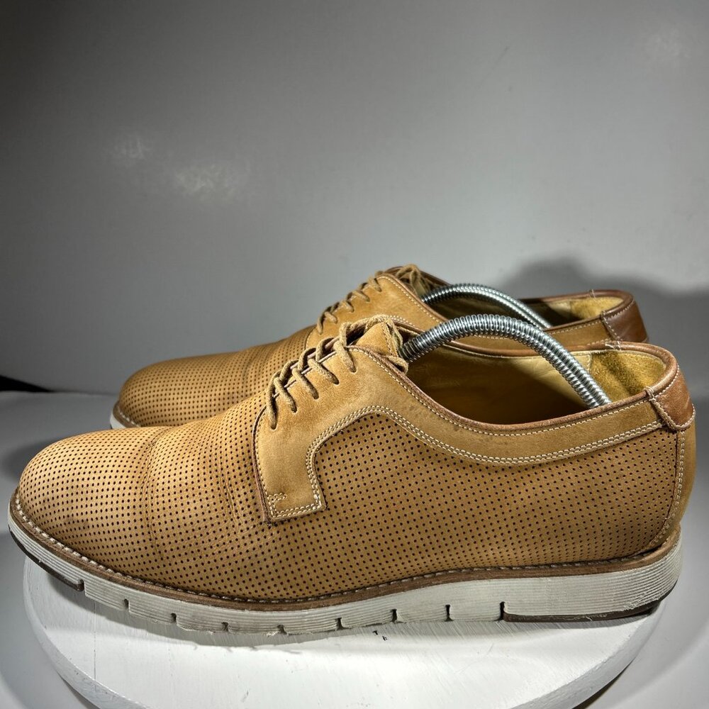 Johnston Murphy Mens Perforated Suede Leather Shoes Size 11 Casual Oxfords Brown